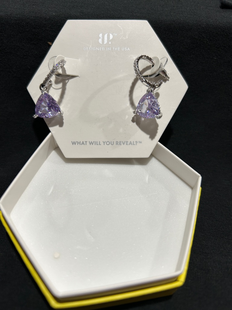 Bp Designed Lavender Teardrop Dangle Earrings With Silver Hoops